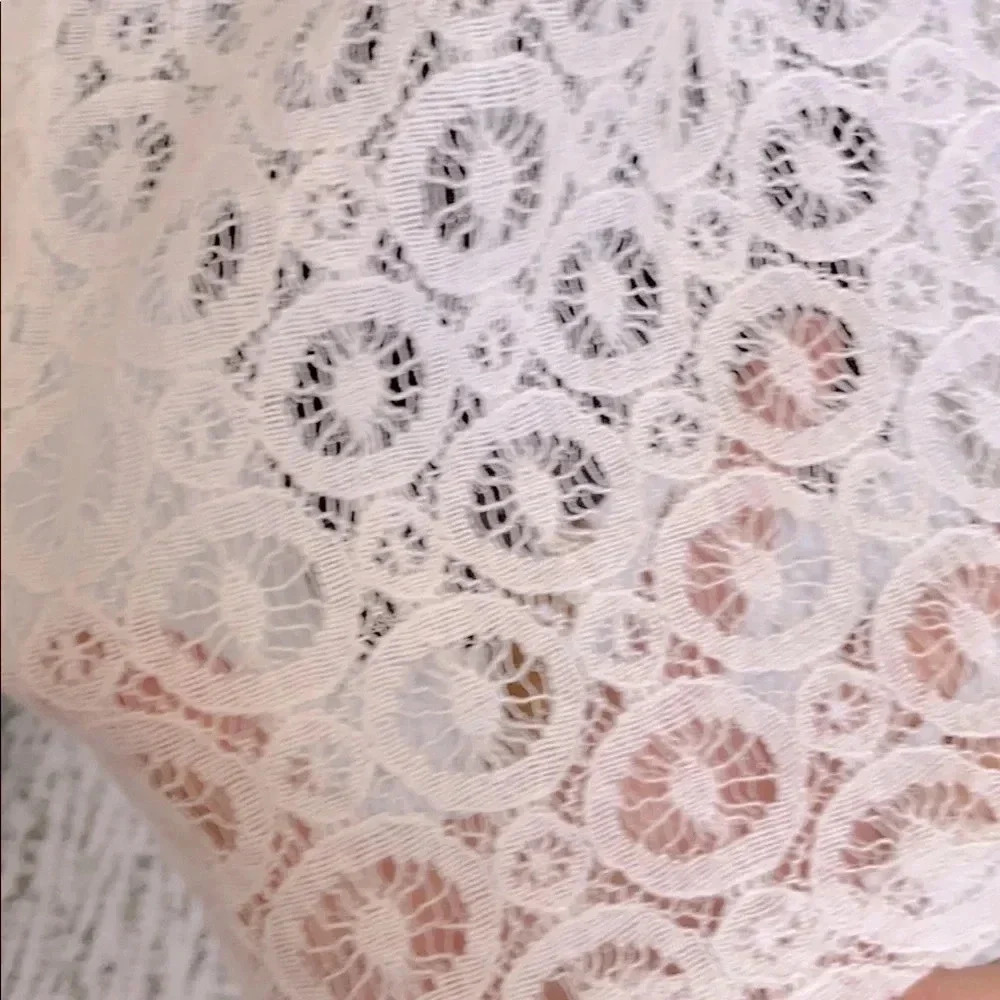 Ivory Crochet Lace Shift Dress Cap Sleeve Cream Boho Size 10 - Picture 9 of 10